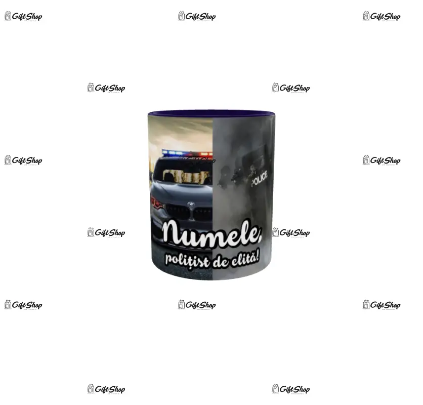 Politist de elita,(numele), cana personalizata cu text, 330ml, model 3363